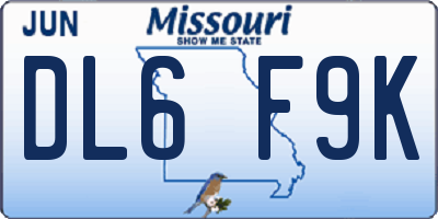 MO license plate DL6F9K