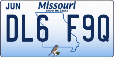 MO license plate DL6F9Q