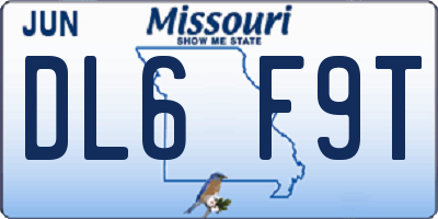MO license plate DL6F9T