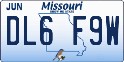 MO license plate DL6F9W