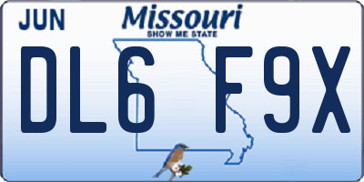 MO license plate DL6F9X