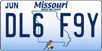 MO license plate DL6F9Y