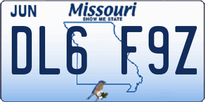 MO license plate DL6F9Z