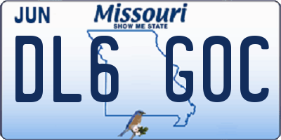 MO license plate DL6G0C