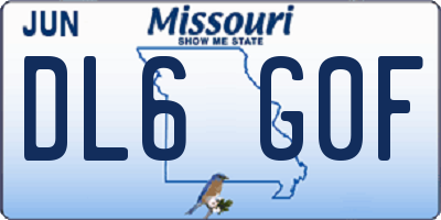 MO license plate DL6G0F