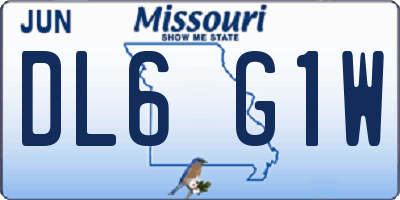 MO license plate DL6G1W
