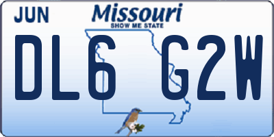 MO license plate DL6G2W