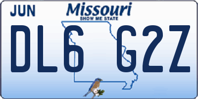 MO license plate DL6G2Z