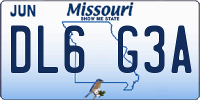 MO license plate DL6G3A
