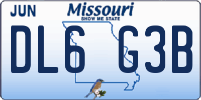 MO license plate DL6G3B