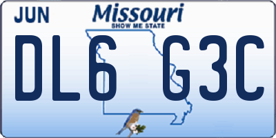 MO license plate DL6G3C