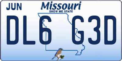 MO license plate DL6G3D