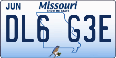 MO license plate DL6G3E