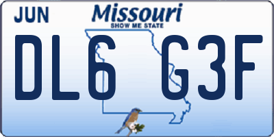 MO license plate DL6G3F