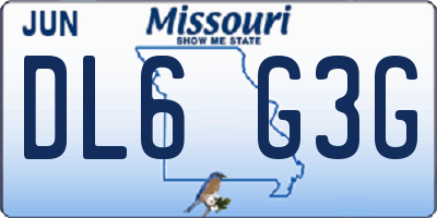 MO license plate DL6G3G