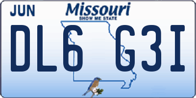 MO license plate DL6G3I