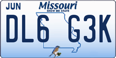 MO license plate DL6G3K