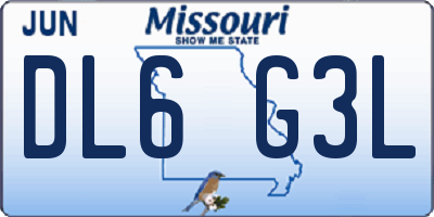 MO license plate DL6G3L