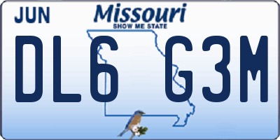 MO license plate DL6G3M