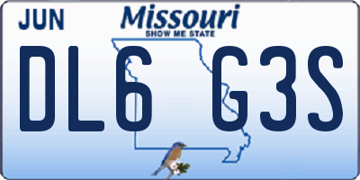 MO license plate DL6G3S
