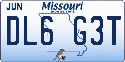MO license plate DL6G3T