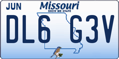MO license plate DL6G3V