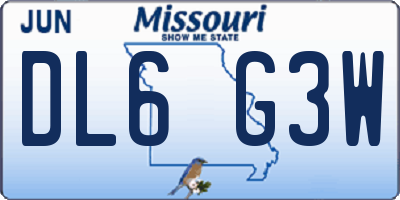 MO license plate DL6G3W