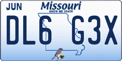 MO license plate DL6G3X
