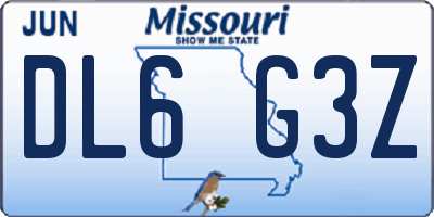 MO license plate DL6G3Z