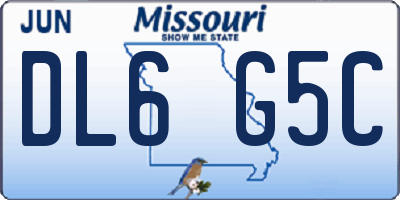 MO license plate DL6G5C