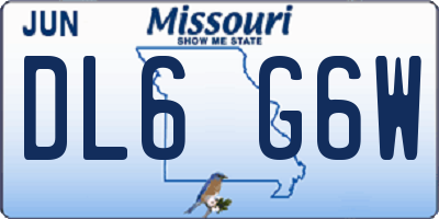 MO license plate DL6G6W