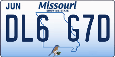 MO license plate DL6G7D