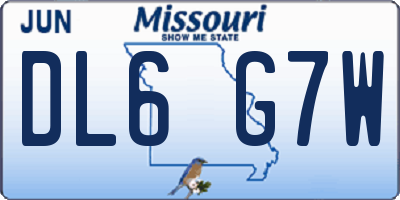 MO license plate DL6G7W