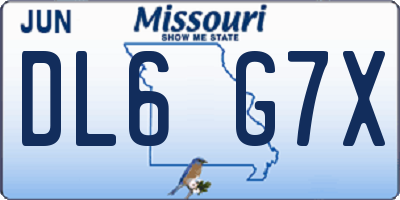 MO license plate DL6G7X