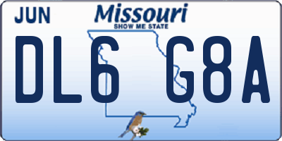 MO license plate DL6G8A
