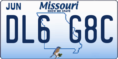 MO license plate DL6G8C