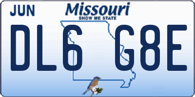 MO license plate DL6G8E
