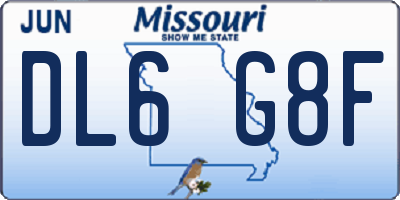 MO license plate DL6G8F