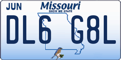 MO license plate DL6G8L