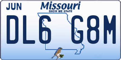 MO license plate DL6G8M