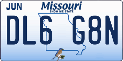 MO license plate DL6G8N