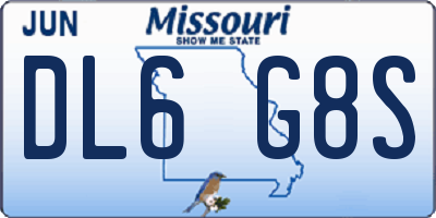 MO license plate DL6G8S