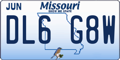 MO license plate DL6G8W