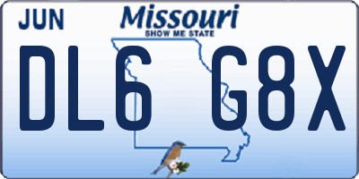 MO license plate DL6G8X