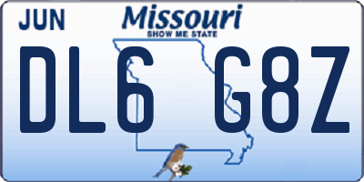 MO license plate DL6G8Z
