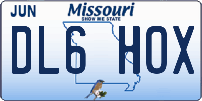 MO license plate DL6H0X