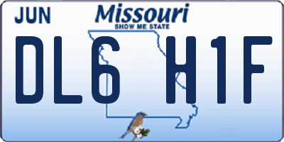 MO license plate DL6H1F