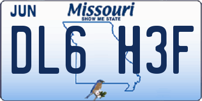 MO license plate DL6H3F