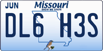 MO license plate DL6H3S