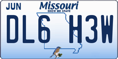 MO license plate DL6H3W